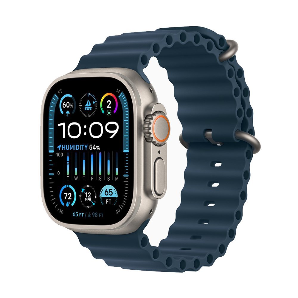 Apple Watch Ultra 2 49 mm (GPS+Cellular) Titanium Case Blue Ocean Band (One  Size) (MREG3/MRF73)