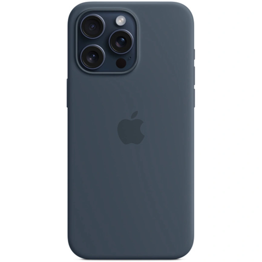фото Чехол-накладка Silicone Case with MagSafe для iPhone 15 Pro силиконовый (синий)