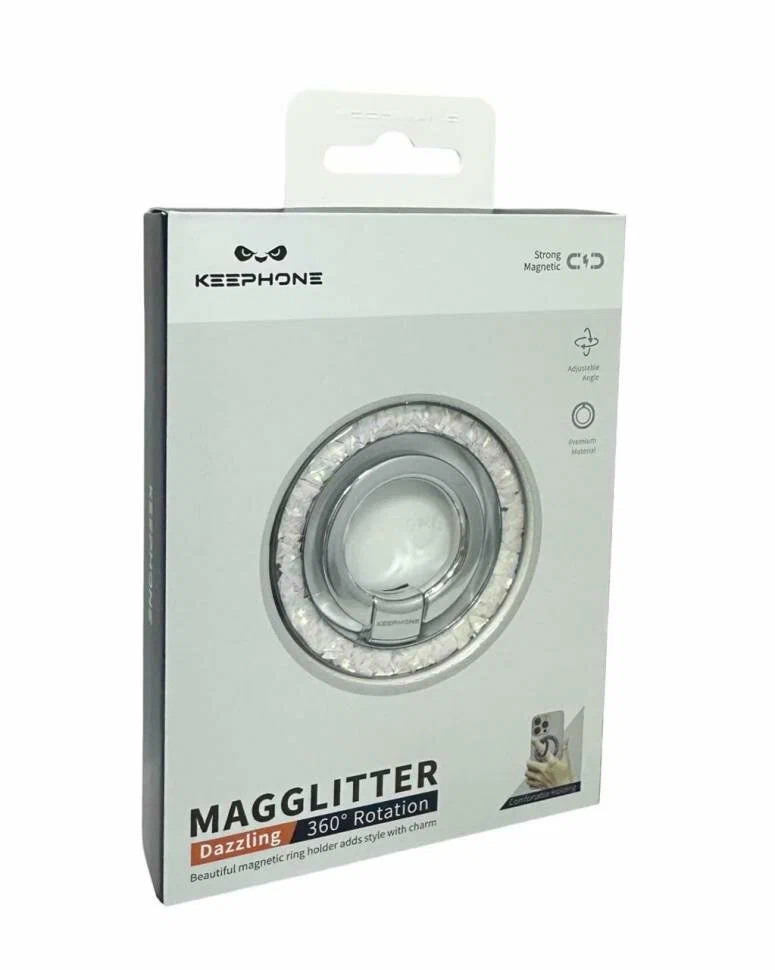 Магнитный держатель-кольцо Keephone Magglitter Dazzling для Apple iPhone (белый)