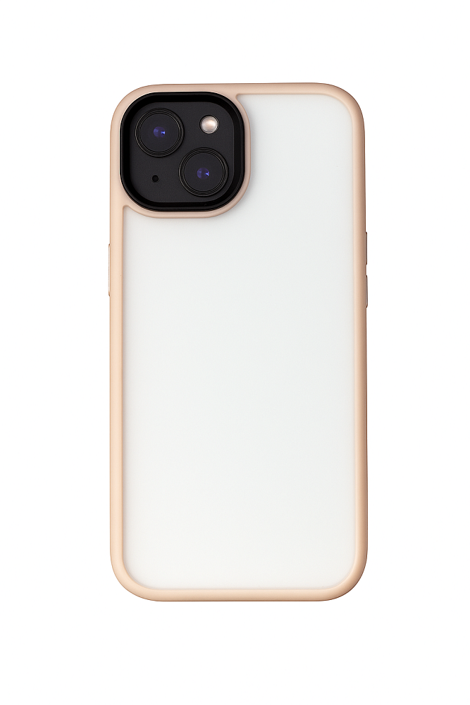 Чехол-накладка Wiwu (FGG-011) для Apple iPhone 15 пластиковый прозрачно-белый (розовая рамка)