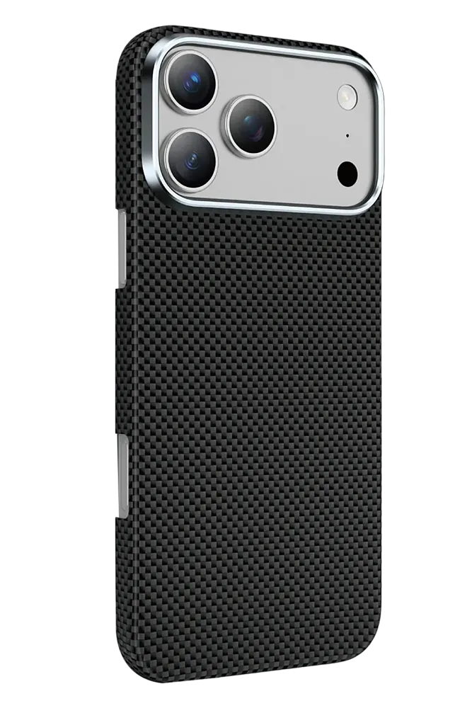 фото Чехол-накладка Keephone Kevlar Norra MagSafe для Apple iPhone 17 Pro кевлар (арамид) шахматное плетение черно-серый