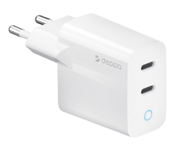 фото Сетевое зарядное устройство Deppa (11449) Wall charger 45W/PD3.0/2xUSB-C (белый)