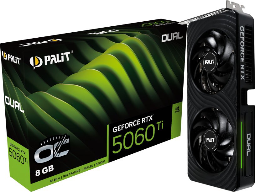 Видеокарта Palit (NE7506TT19P1-GB2062D) GeForce RTX 5060 TI 8GB DUAL OC