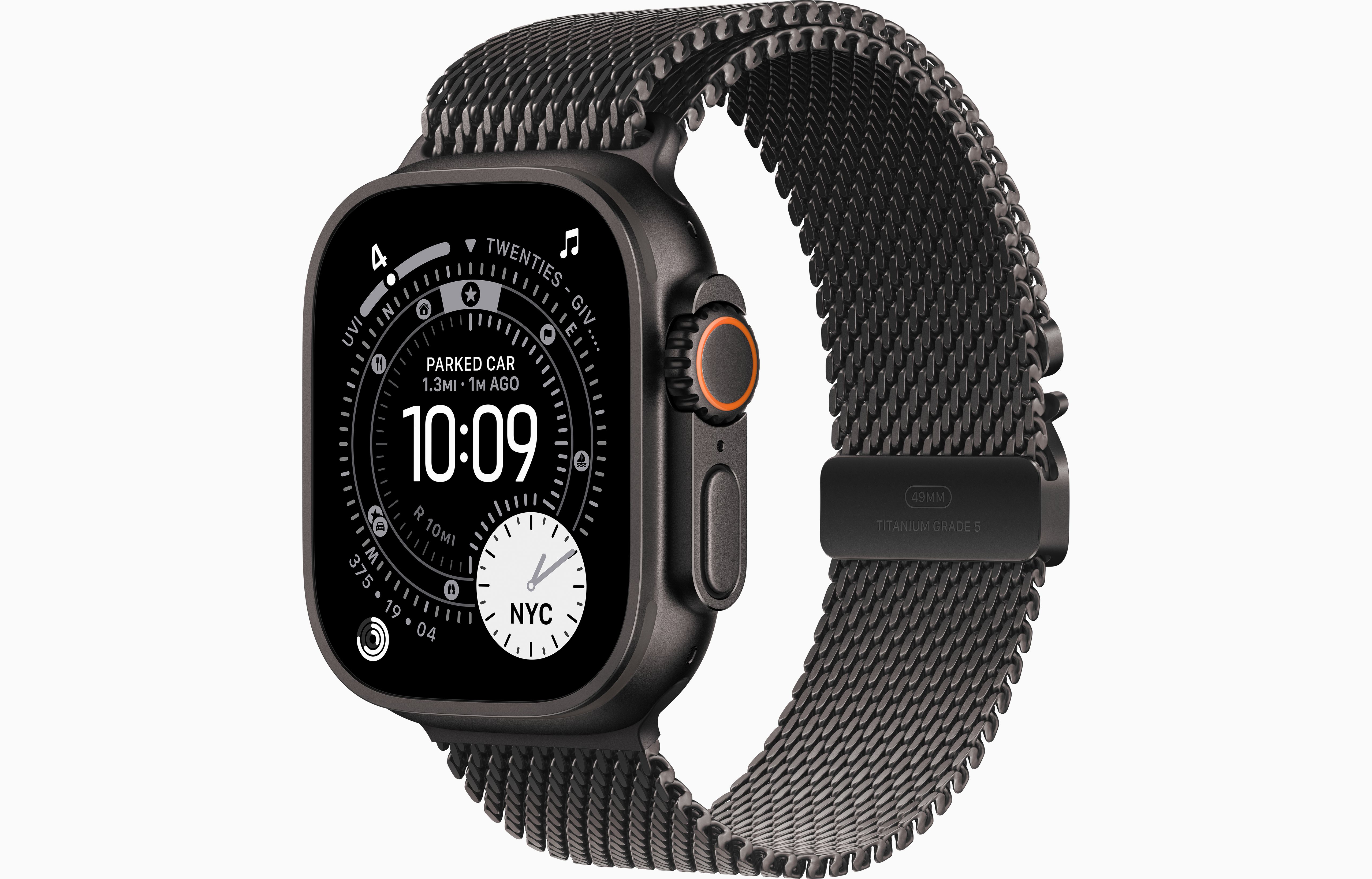 Apple Watch Ultra 3 49mm Black Titanium Case with Black Titanium Milanese Loop (S)