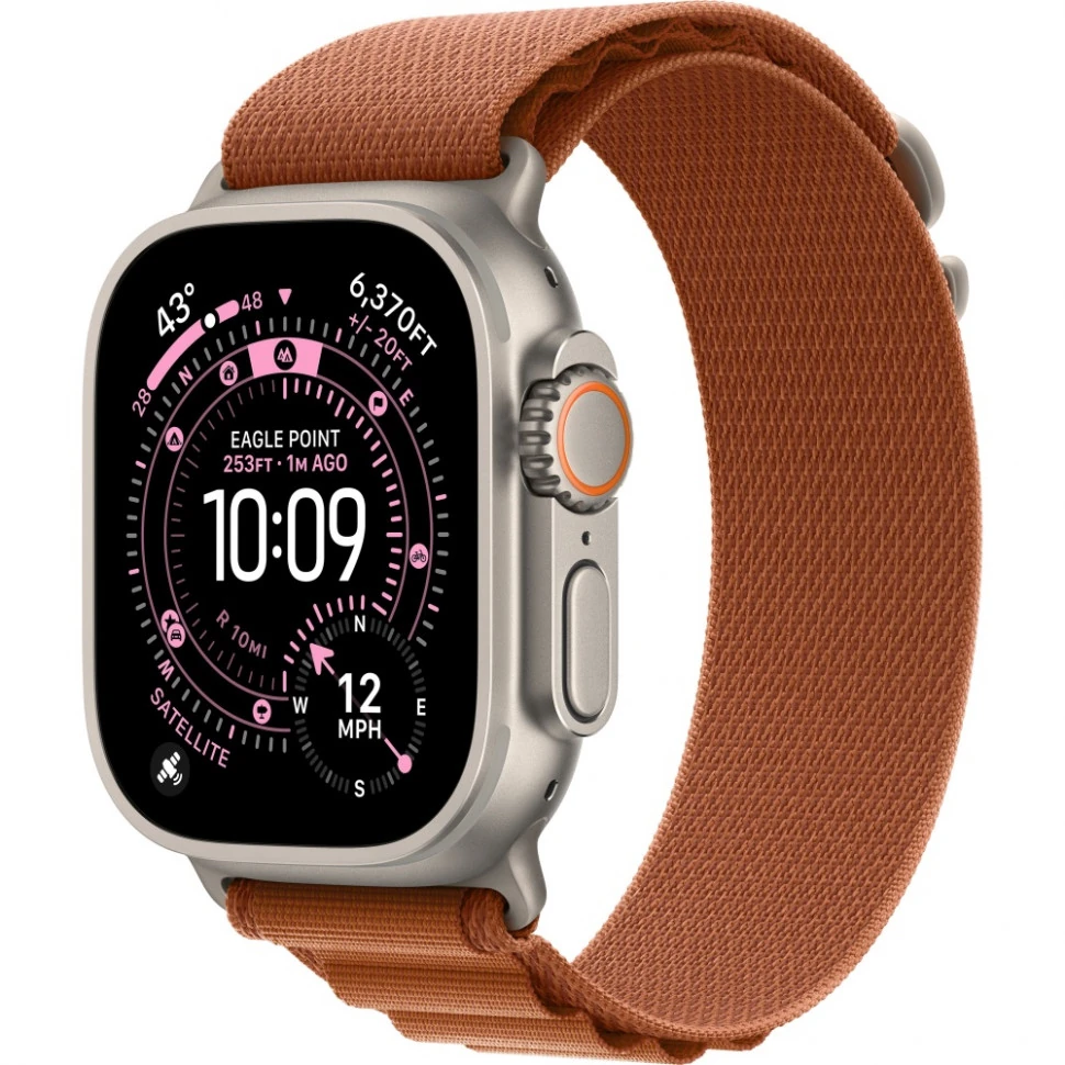 Apple Watch Ultra 3 49mm Natural Titanium Case with Terra Cotta Alpine Loop (L)