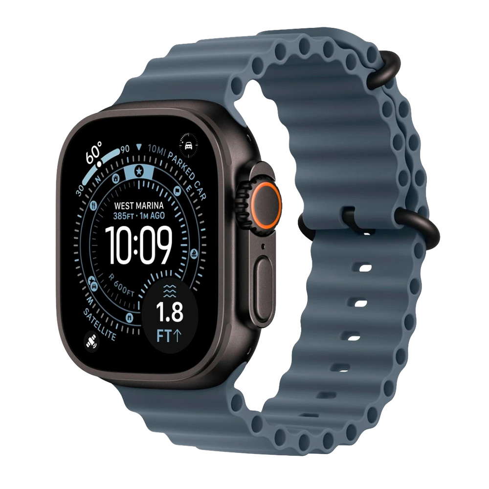 Apple Watch Ultra 3 49mm Black Titanium Case with Anchor Blue Ocean Band (One Size)