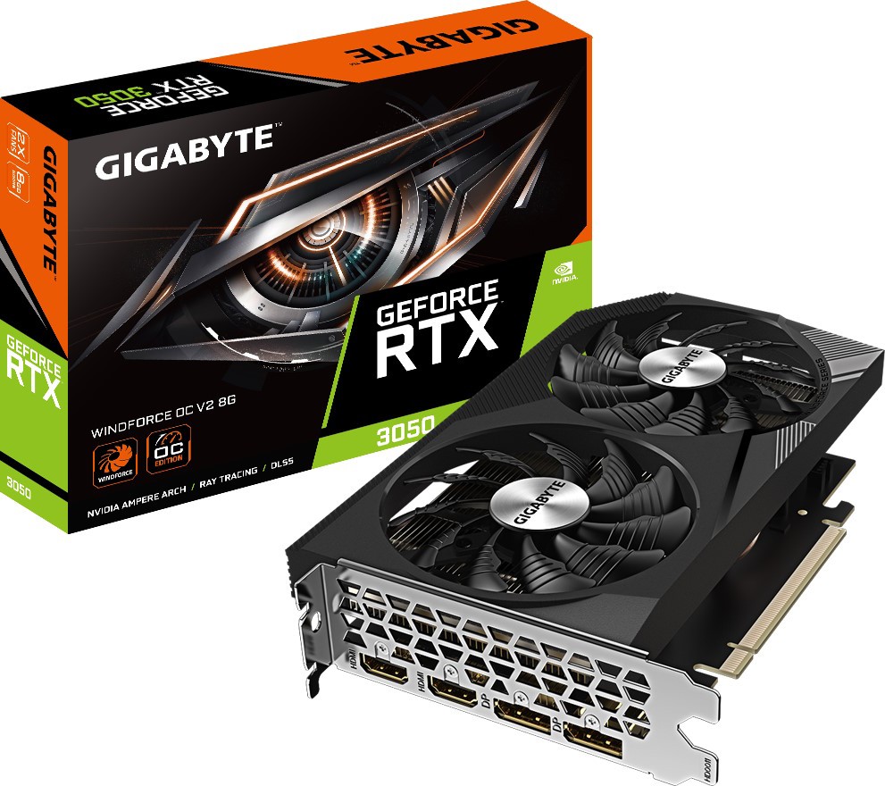 Видеокарта Gigabyte (GV-N3050WF2OCV2-8GD) GeForce RTX 3050 8GB WINDFORCE OC V2