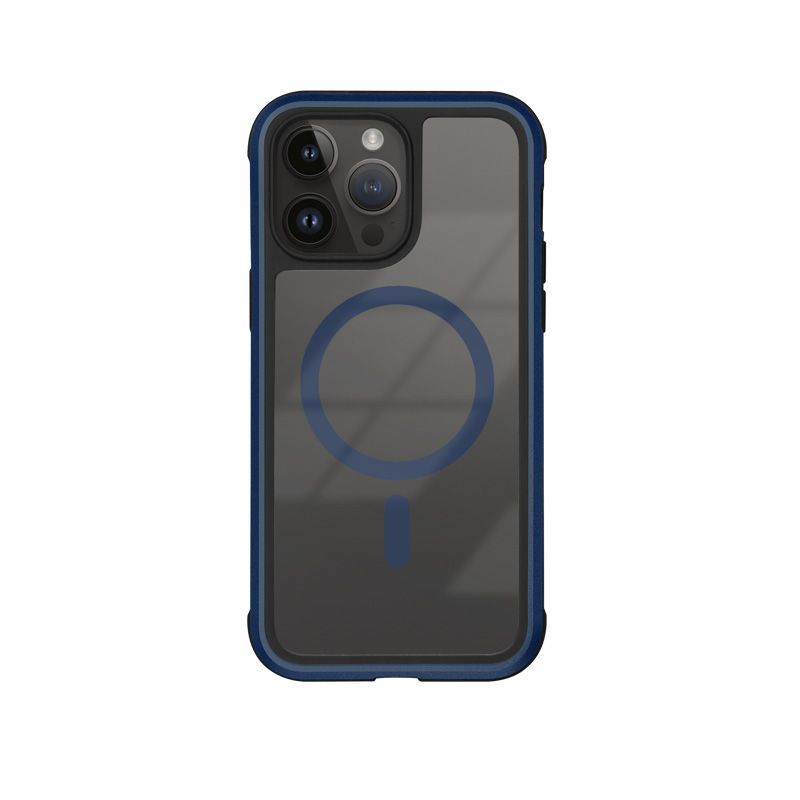 Чехол-накладка Kzdoo Mag Ares Magsafe для iPhone 14 Pro пластиковый темно-синяя рамка 1200₽