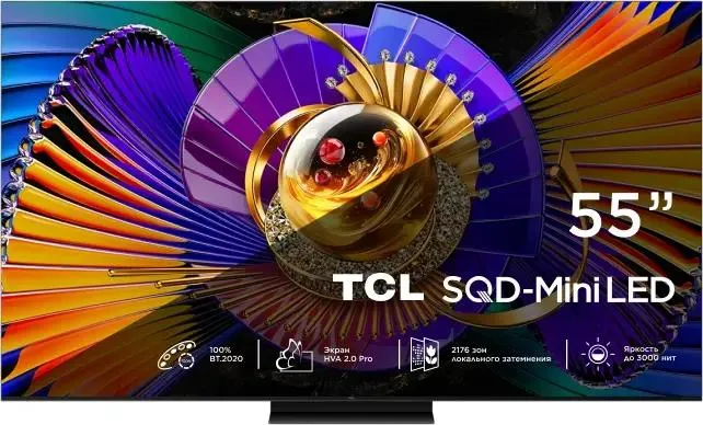 Телевизор TCL 55C7L, 55", Mini LED 4K UHD, 144 Гц, Smart TV (Google TV)