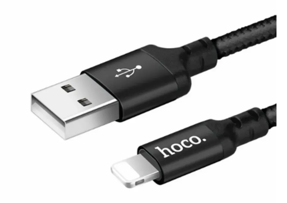 фото Кабель Hoco (X14) Times speed (USB) на (Lightning) 100см 2,0А тканевая оплётка (черный)