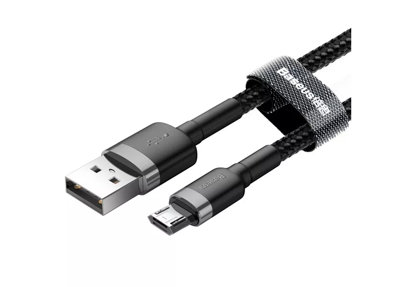 фото Кабель Baseus Cafule Cable 2.4A (USB) на (Micro-USB) (CAMKLF-BG1) 100см тканевая оплётка (черный)
