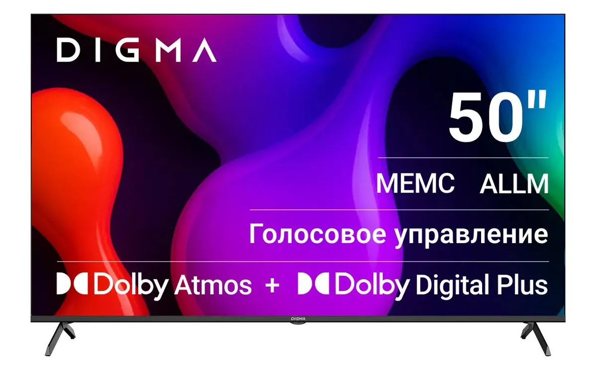 Телевизор Digma, 50", QLED 4K UHD, 144 Гц, Smart TV (Google TV)