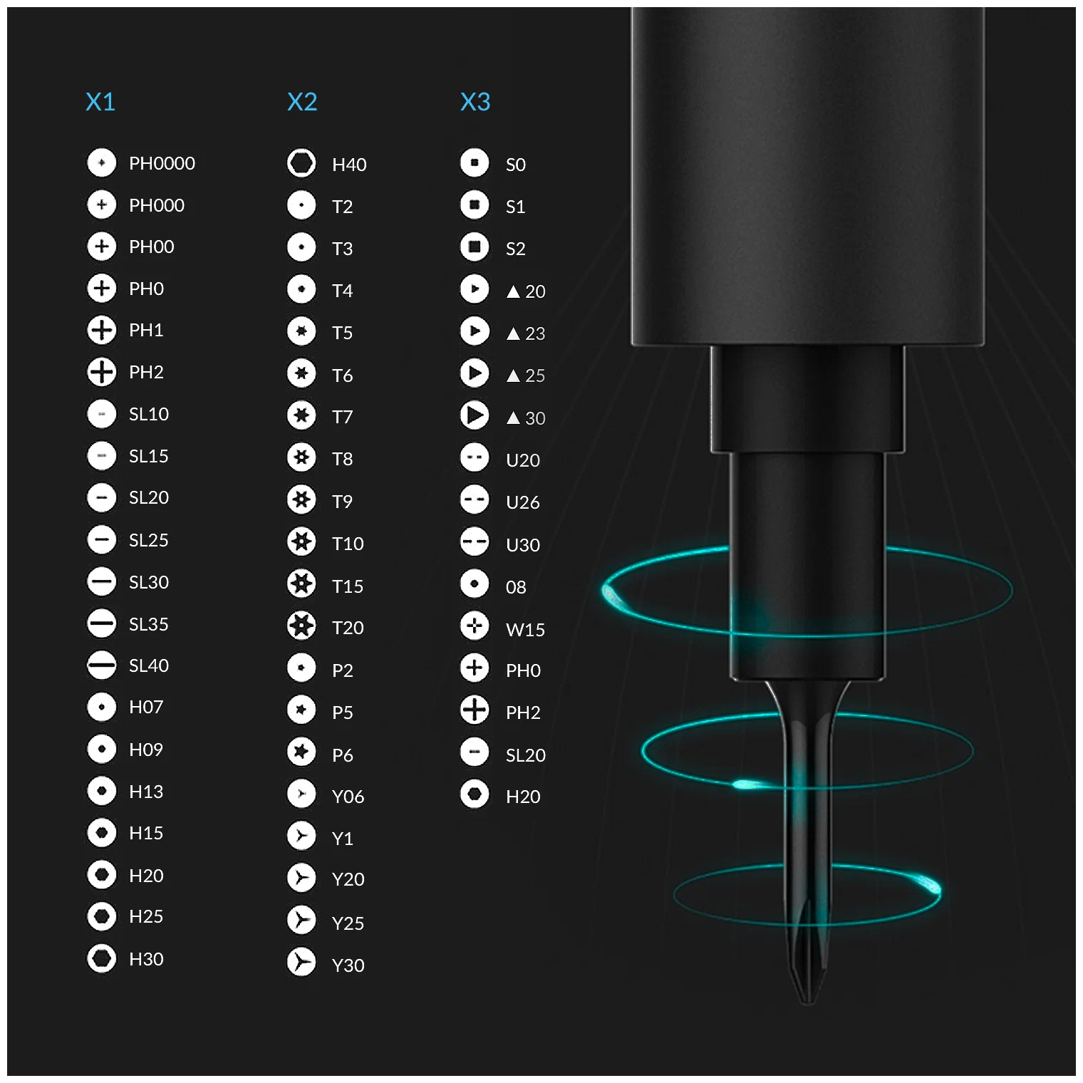 Электрическая отвертка Xiaomi WowStick Lithium Precision Screwdriver 1F+ 69 in 1 (черный)