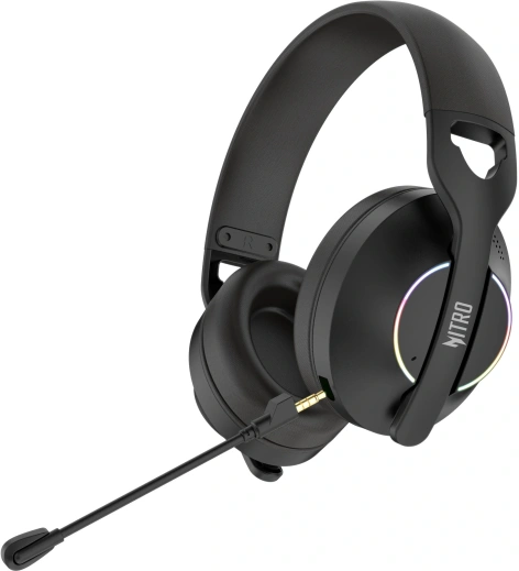 Гарнитура Acer OHR400, беспроводная + проводная, USB / 3.5 мм, подсветка, до 45 ч, чёрный — фото 2