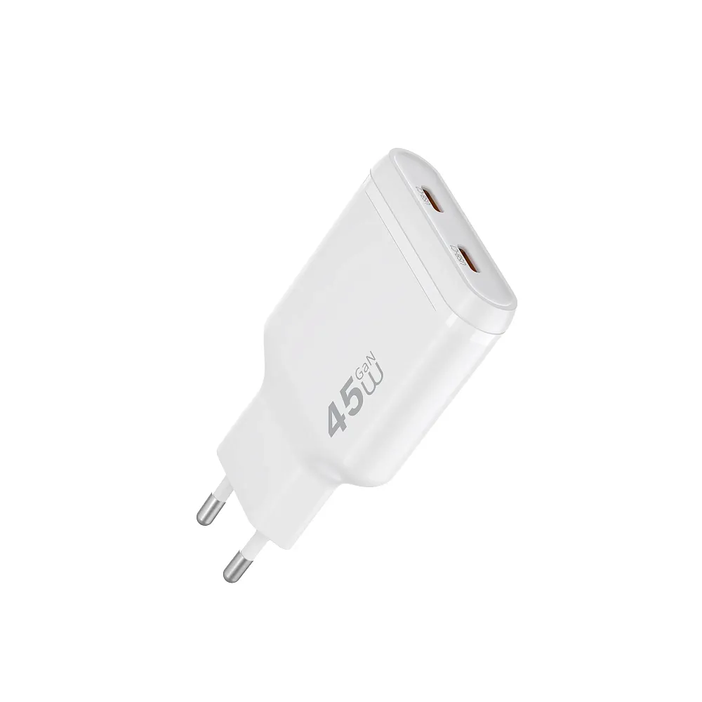 фото Сетевое зарядное устройство WIWU Essen Slim GaN 45W Type-Cх2 (Wi-G034) (белый)