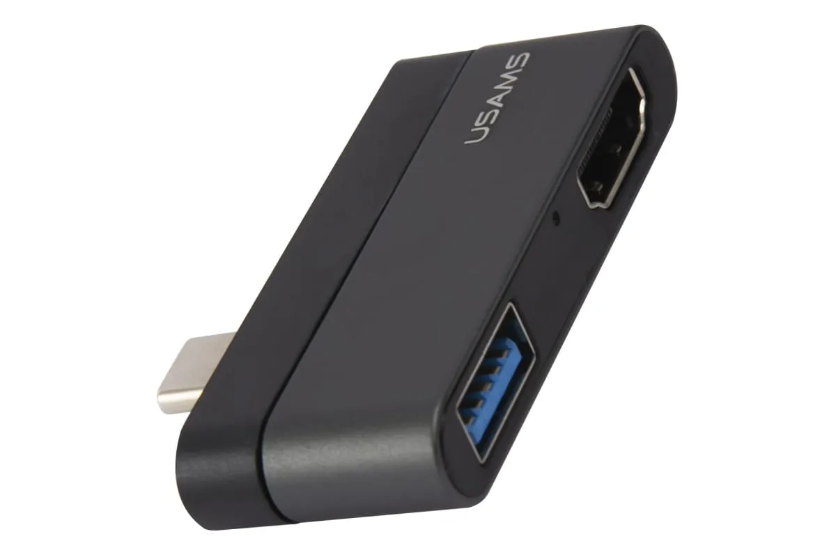 фото Адаптер USAMS US-SJ462 Type-C Mini HUB на USB 3.0 + HDMI (Grey)