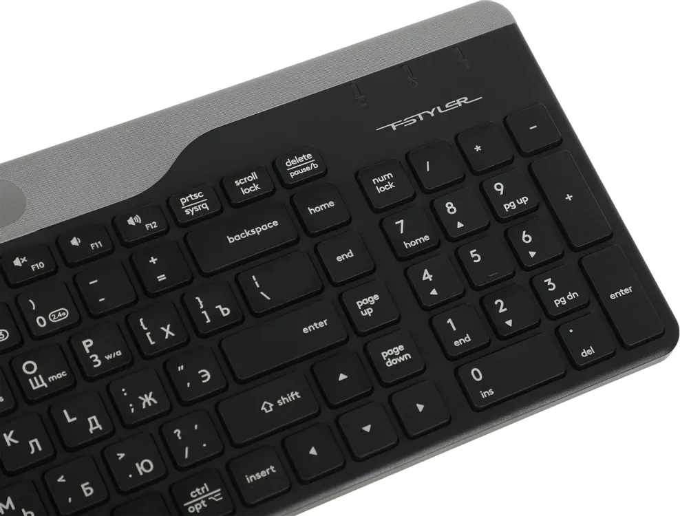 фото Клавиатура A4Tech Fstyler FBK25, беспроводная (радио + Bluetooth), чёрный/серый