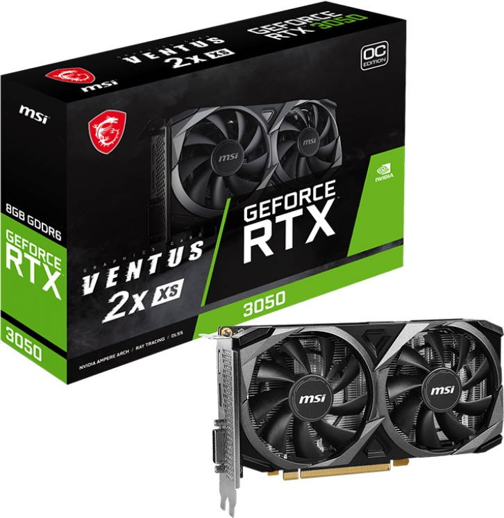 Видеокарта MSI (RTX 3050 VENTUS 2X XS 8G OC) GeForce RTX 3050 8GB VENTUS 2X XS OC