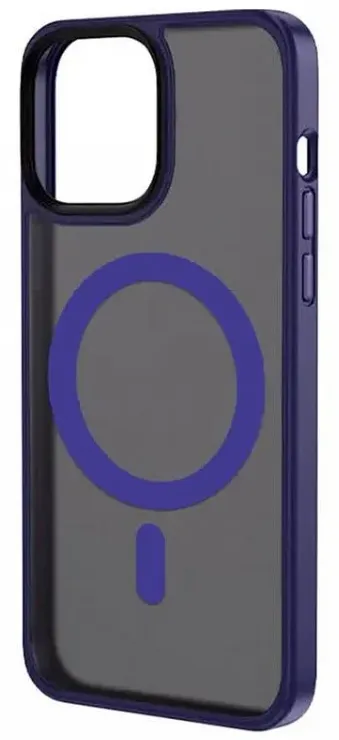 фото Чехол-накладка Keephone Mago Pro Magsafe для Apple iPhone 14 Pro Max пластиковый прозрачно-черный (синяя рамка)