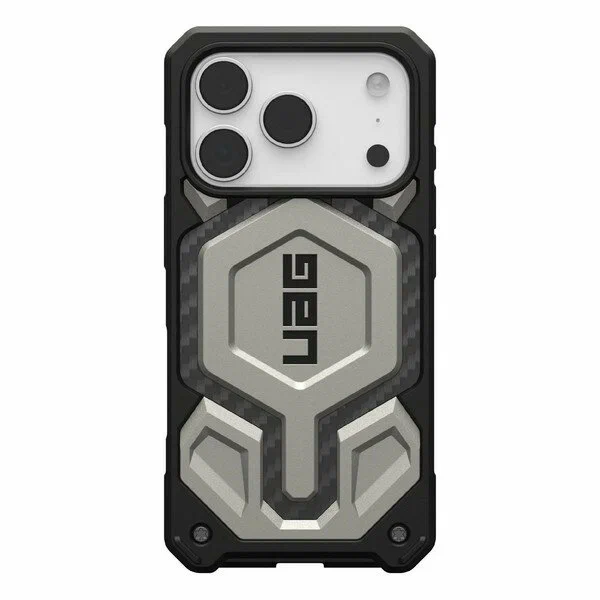 Чехол-накладка UAG Monarch Pro MagSafe для Apple iPhone 17 Pro Max карбоновый (серебристый)