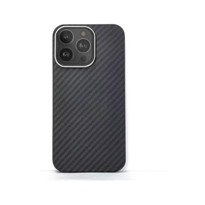фото Чехол-накладка Kzdoo Keivlar Case для iPhone 15 Pro карбоновый (черно-серый в полоску)
