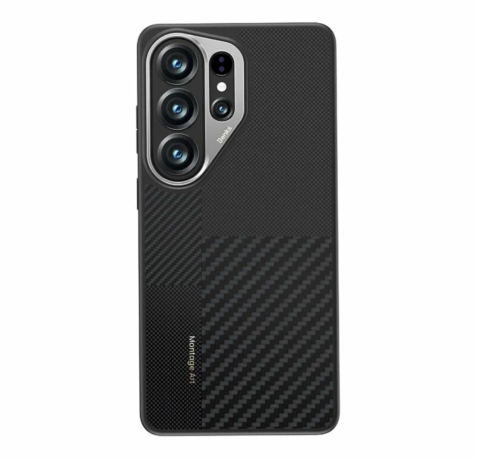 Чехол-накладка Benks Magnetic Montage Kevlar Case для Samsung Galaxy S26 Ultra черно-серый в полоску 4900₽