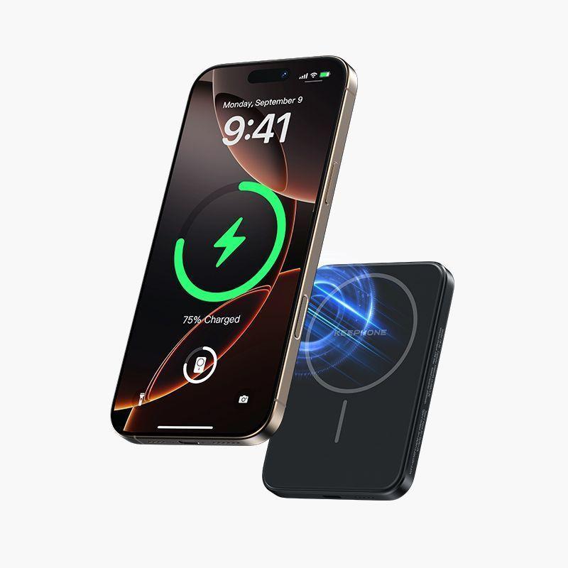 фото Внешний аккумулятор Keephone Brendy Slim MagSafe 5000mAh кевлар (арамид) черно-серый в полоску