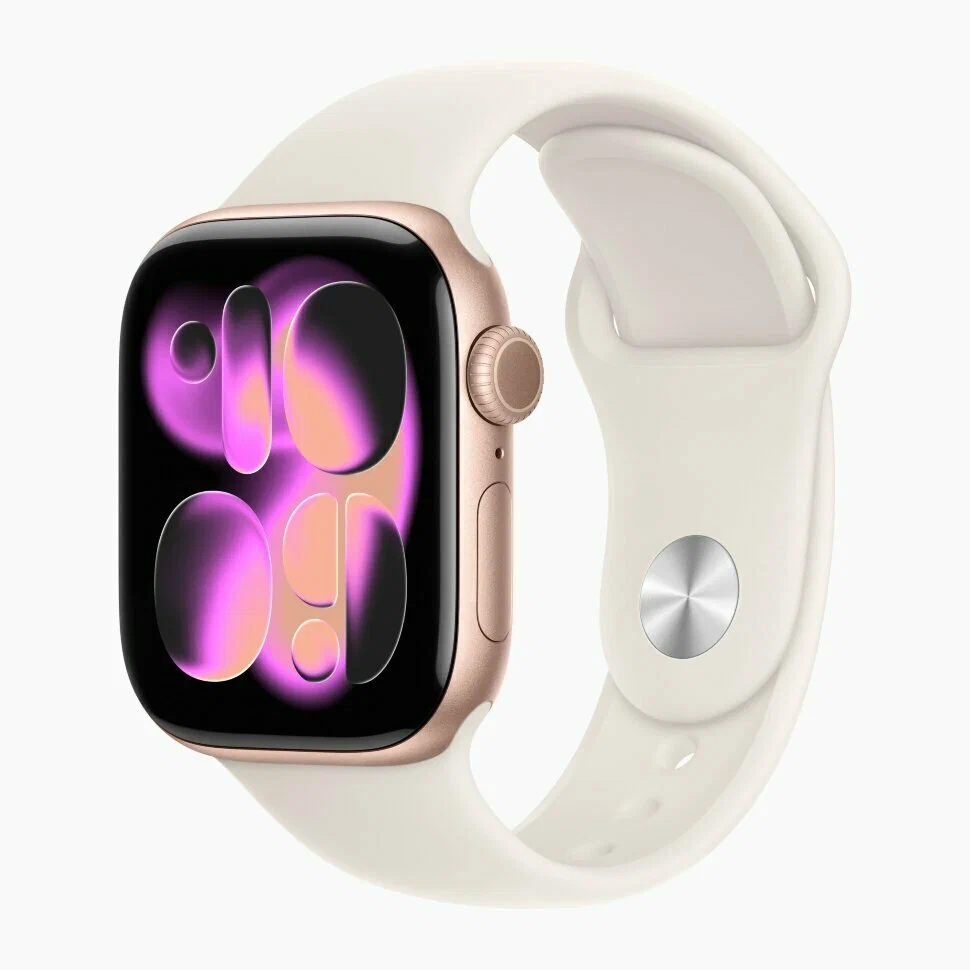 Apple Watch Series 11 42mm Gold Aluminum Case with Light Blush Sport Band (S/M)