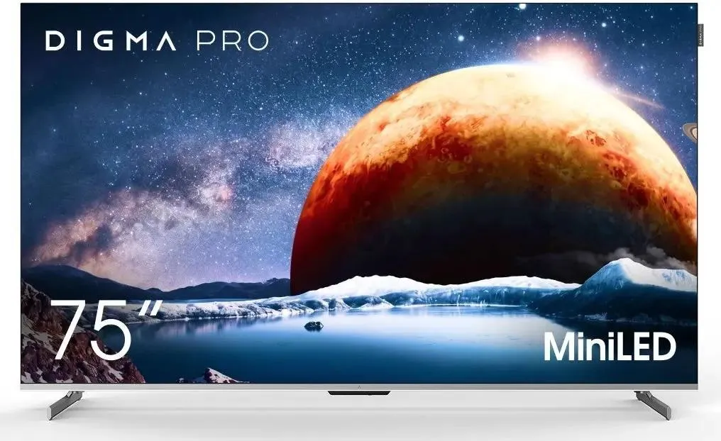 Телевизор Digma 75Q серебристый Mini-LED, 75", QLED 4K UHD, 144 Гц, Smart TV (Google TV), серебристый