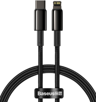 Кабель Baseus Tungsten Gold (Type-C) на (Lightning) 20W 200см нейлоновая оплётка (CATLWJ-A01) (черный)