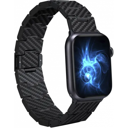 фото Ремешок PITAKA Retro для Apple Watch 38/40/41/42/44/45/49mm карбоновый (арамид) черно-серый