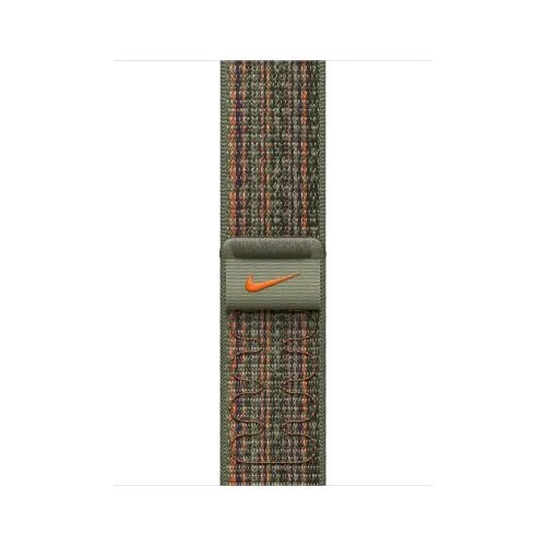 Apple Watch Series 9 41mm (GPS) Midnight Aluminum Case with Sequoia/Orange Nike Sport Loop (MR9L3)
