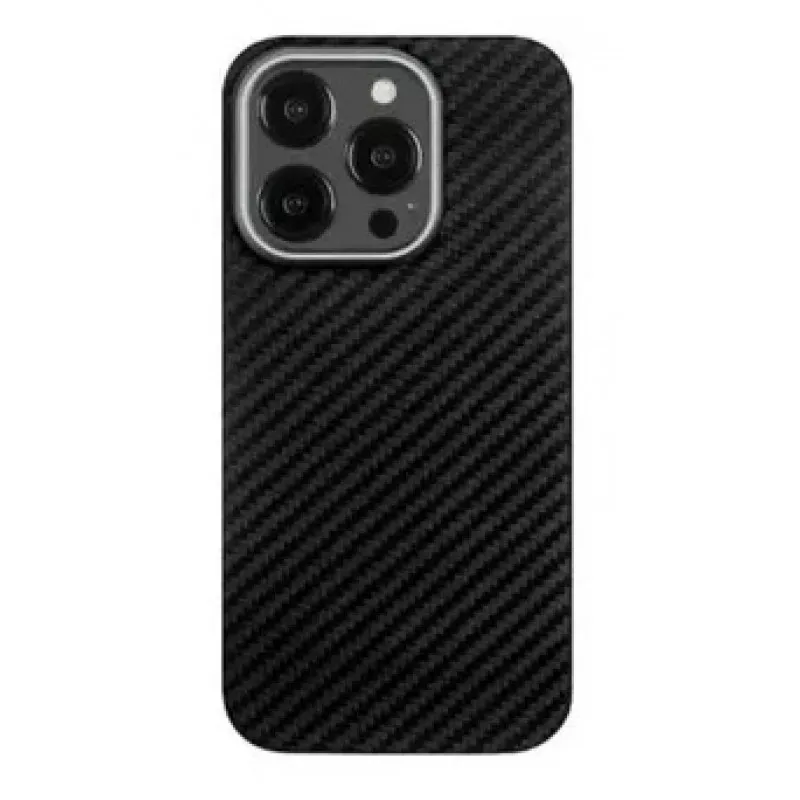 фото Чехол-накладка Kzdoo Mag Keivlar MagSafe для iPhone 14 Pro Max карбоновый (черно-серый в полоску)