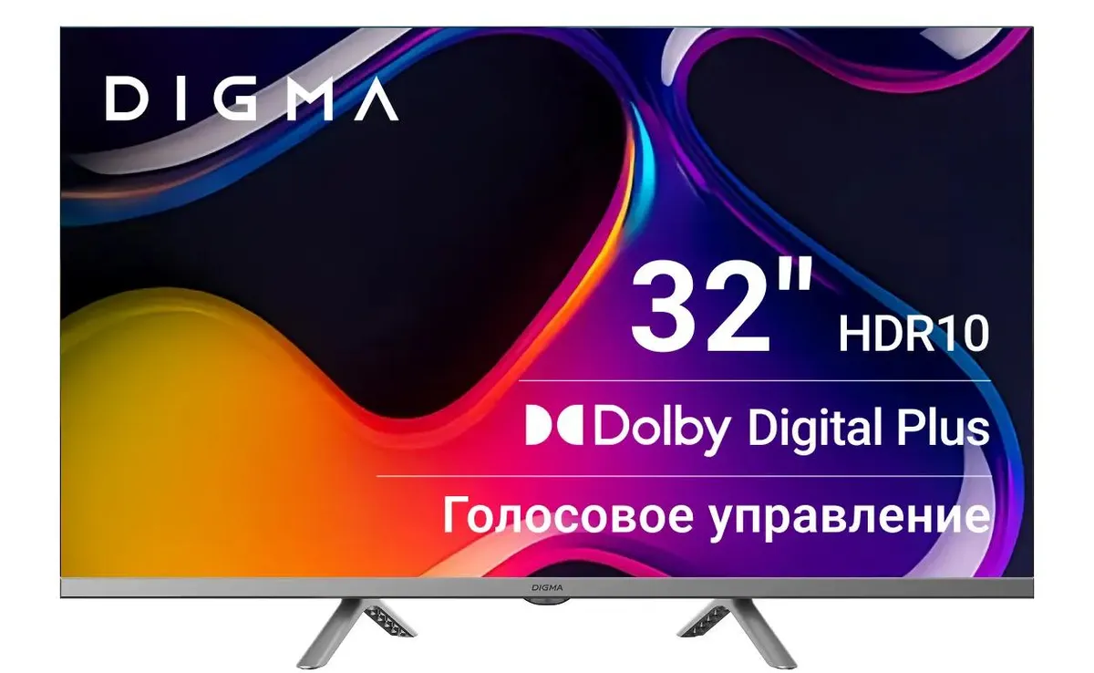 Телевизор Digma DM-LED32SBB39 темно-серебристый, 32", LED HD, 60 Гц, Smart TV, серебристый