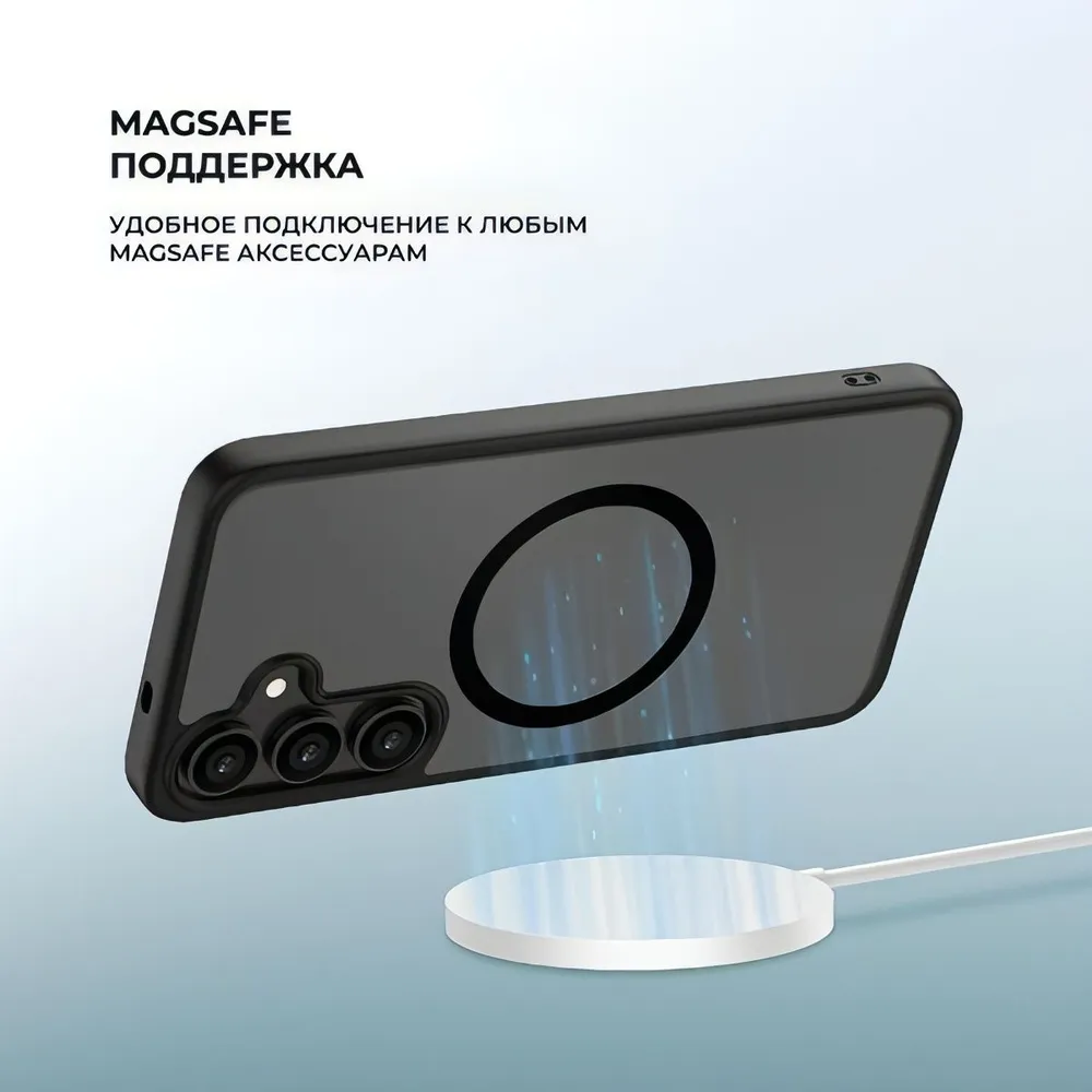фото Чехол-накладка Deppa Silk Frost Magsafe (D-84263) для Samsung Galaxy S25 пластиковый матовый (черный)