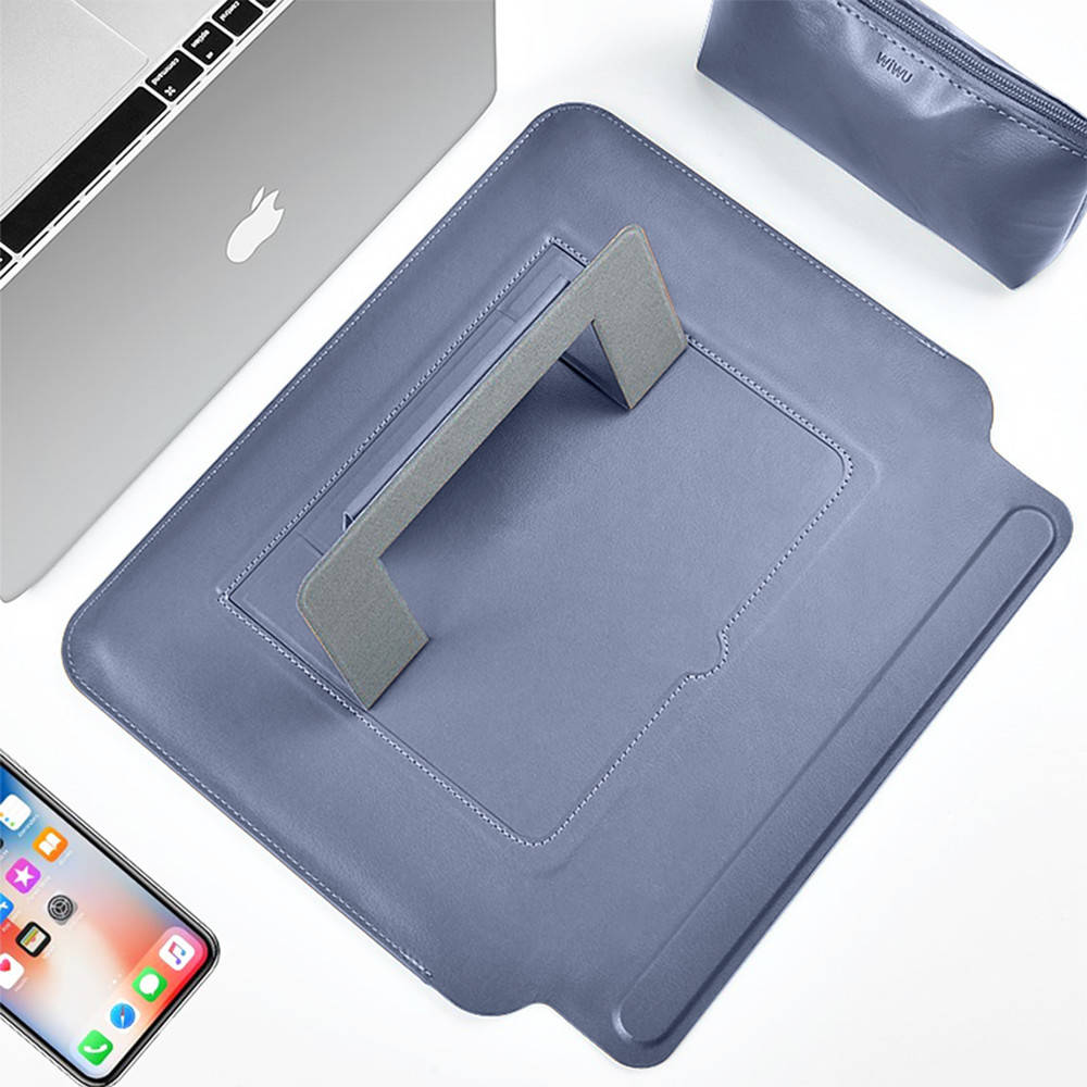 фото Чехол для ноутбука WIWU Skin Pro Slim Stand Sleeve для Apple MacBook Pro 14.2" с подставкой (темно-синий)