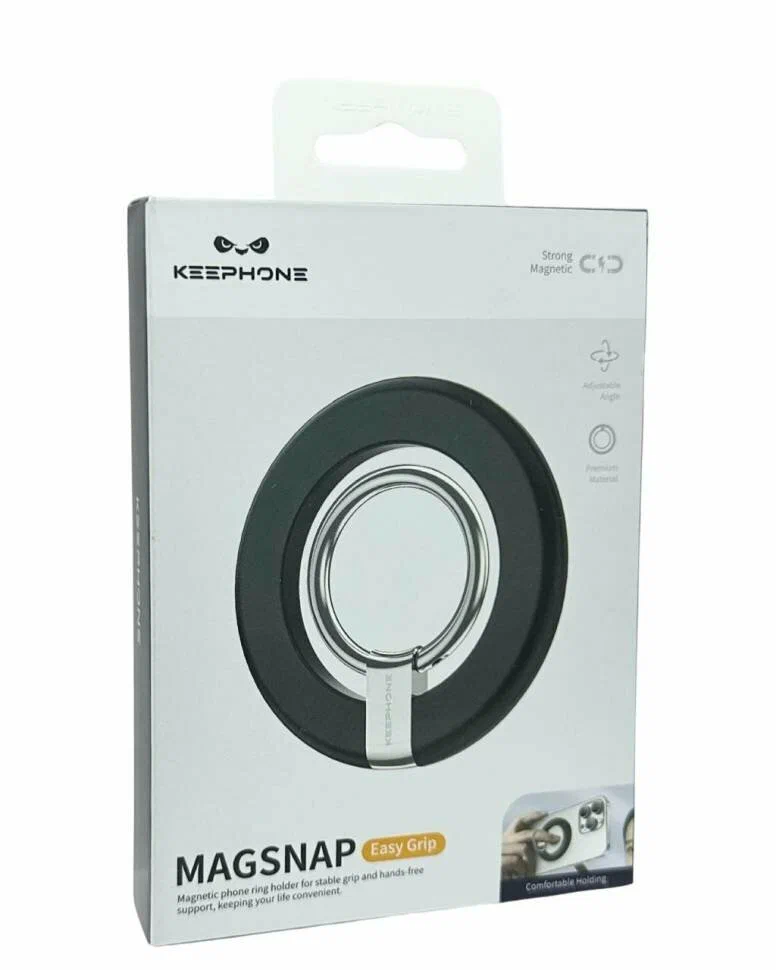 Магнитный держатель-кольцо Keephone MagSnap Easy Grip для Apple iPhone (черный)