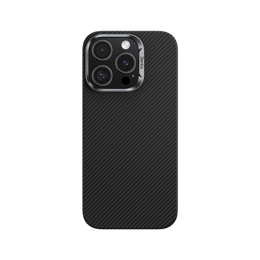 фото Чехол-накладка Benks ArmorAir Kevlar MagSafe для iPhone 16 Pro Max кевлар черно-серый в полоску