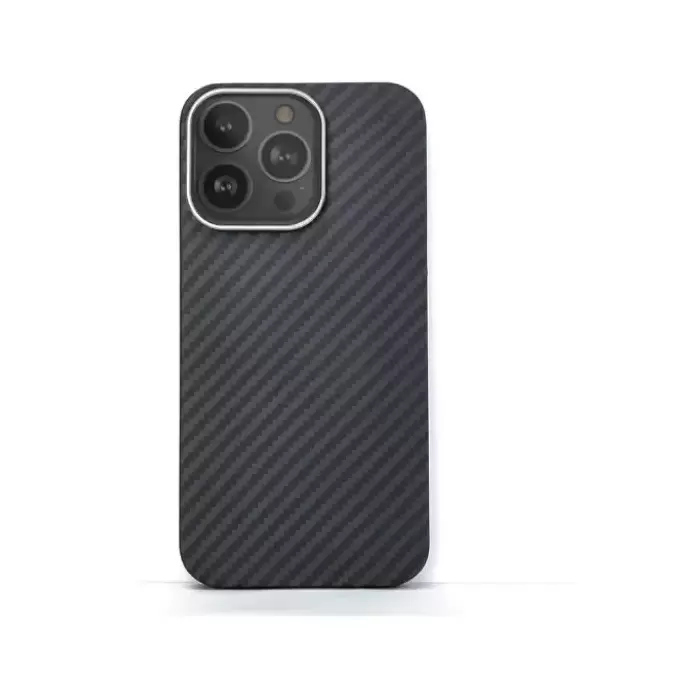 фото Чехол-накладка Kzdoo Keivlar Case для iPhone 15 Pro Max карбоновый (черно-серый в полоску)