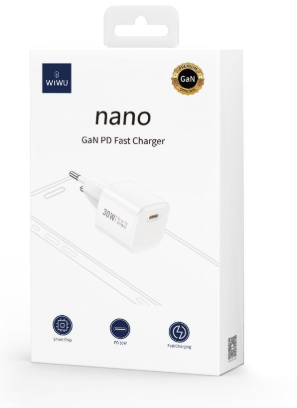 фото Сетевое зарядное устройство WIWU Essen GaN 18W USB + USB/Type-C 1m (Wi-U006) (белый)