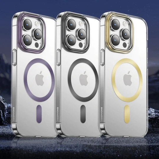 фото Чехол-накладка Keephone Dazzle Pro Magsafe для Apple iPhone 14 Pro Max пластиковый (фиолетовая рамка)
