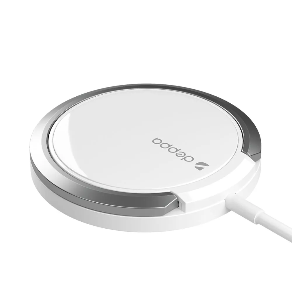 фото Беспроводное зарядное устройство Deppa MagSafe Ring (23156) для Apple iPhone / AirPods Qi 15W/Type-C 1m/кольцо-подставка (белый)
