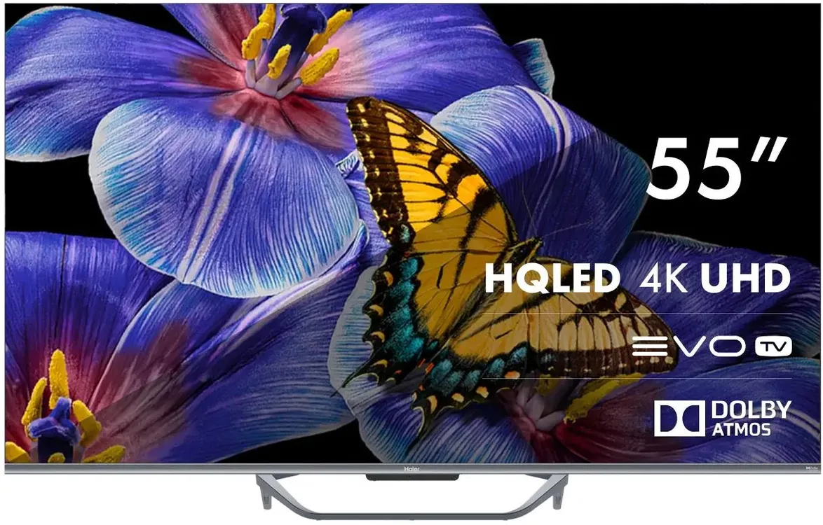 Телевизор Haier DH1VMZD01RU, 55", QLED 4K UHD, 60 Гц, Smart TV (Android TV), серый