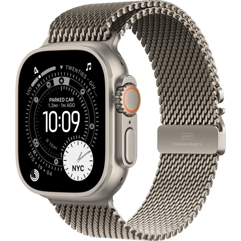 Apple Watch Ultra 3 49mm Natural Titanium Case with Natural Titanium Milanese Loop (M)