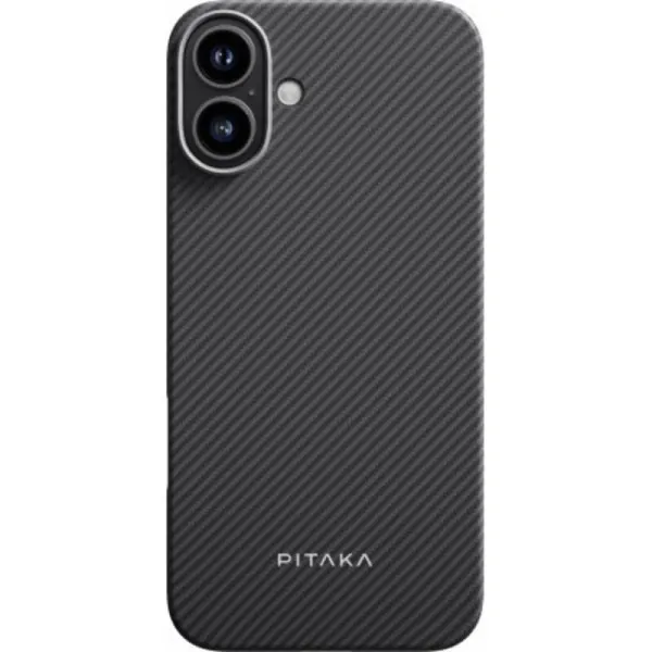 Чехол PITAKA Ultra-Slim Case для iPhone 16 карбоновый кевлар (арамид) Black/Grey