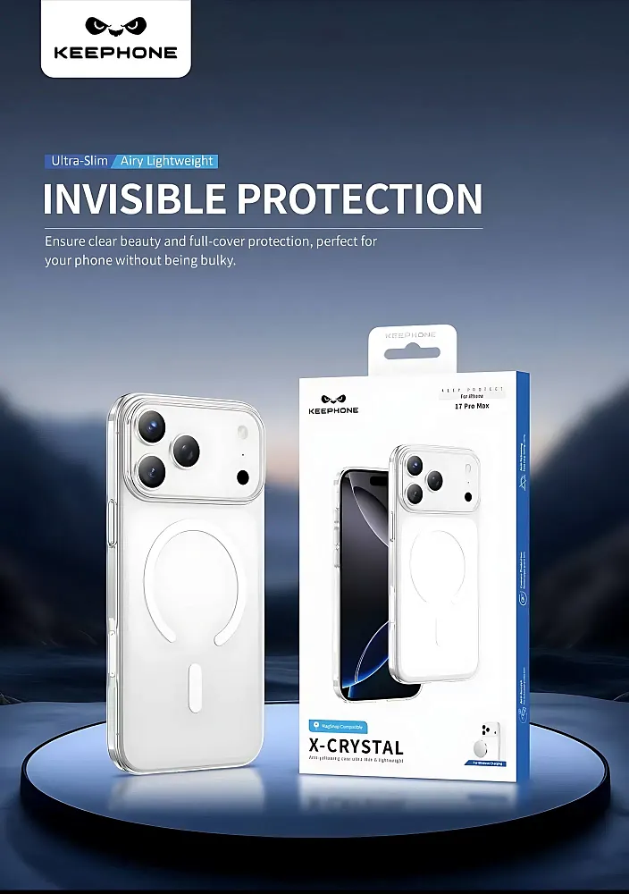 фото Чехол-накладка Keephone X-Crystal MagSafe для Apple iPhone 17 Pro Max пластиковый (прозрачный)
