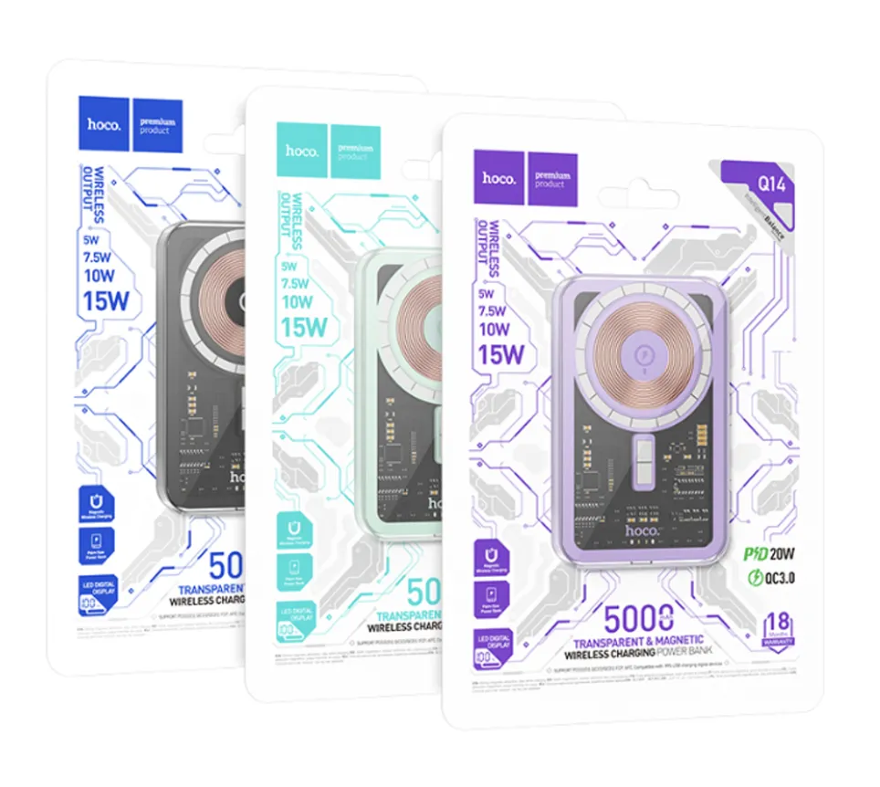 фото Внешний аккумулятор Hoco Q14 Ice Crystal 5000mAh 20W USB Type-C (фиолетовый)