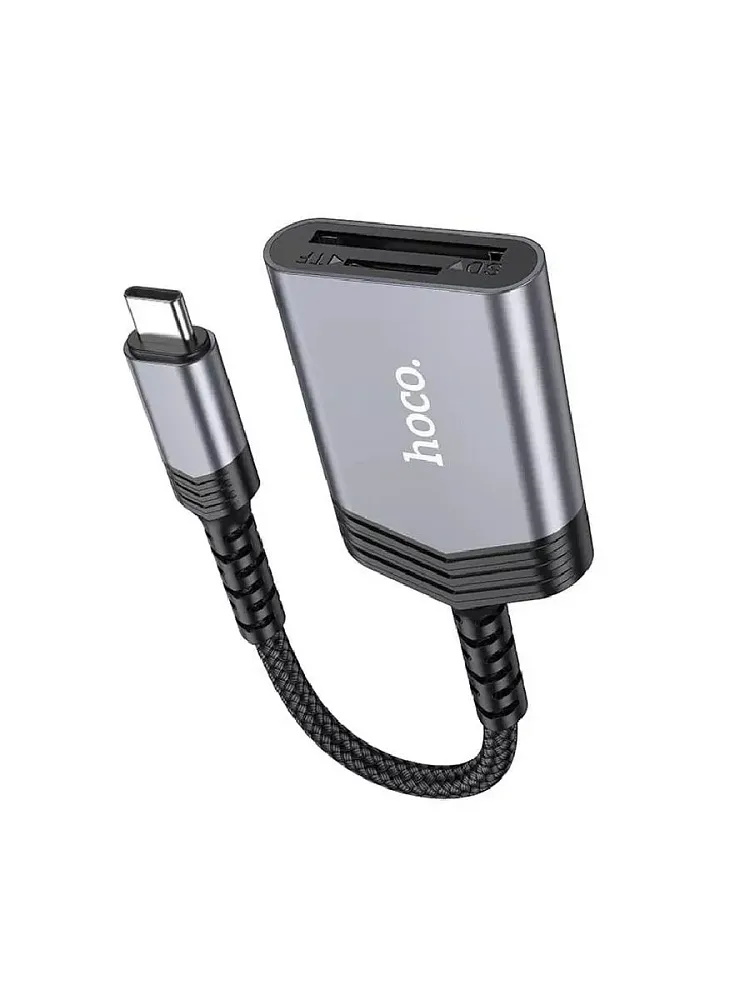 фото Картридер Hoco UA25 2в1Type-C на SD/TF 480 Мбит/с 2TB (Metal Gray)