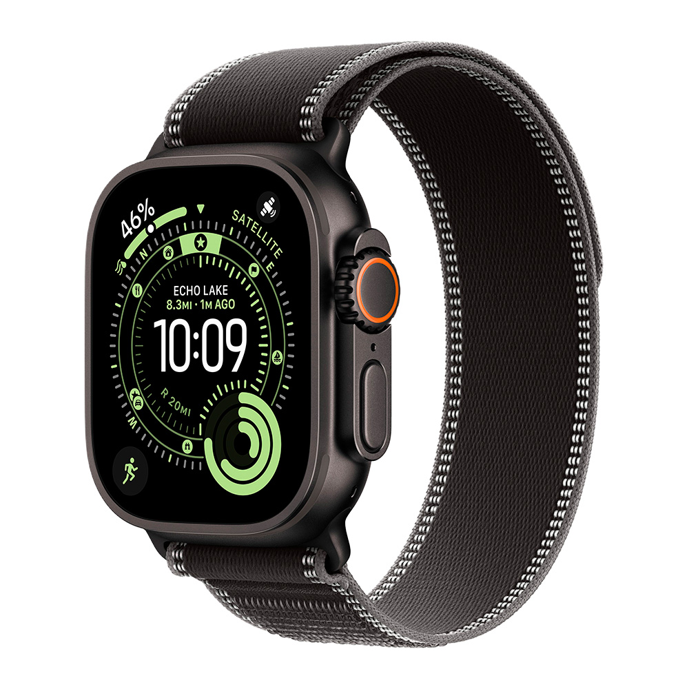 Apple Watch Ultra 3 49mm Black Titanium Case with Black/Charcoal Trail Loop (M/L)