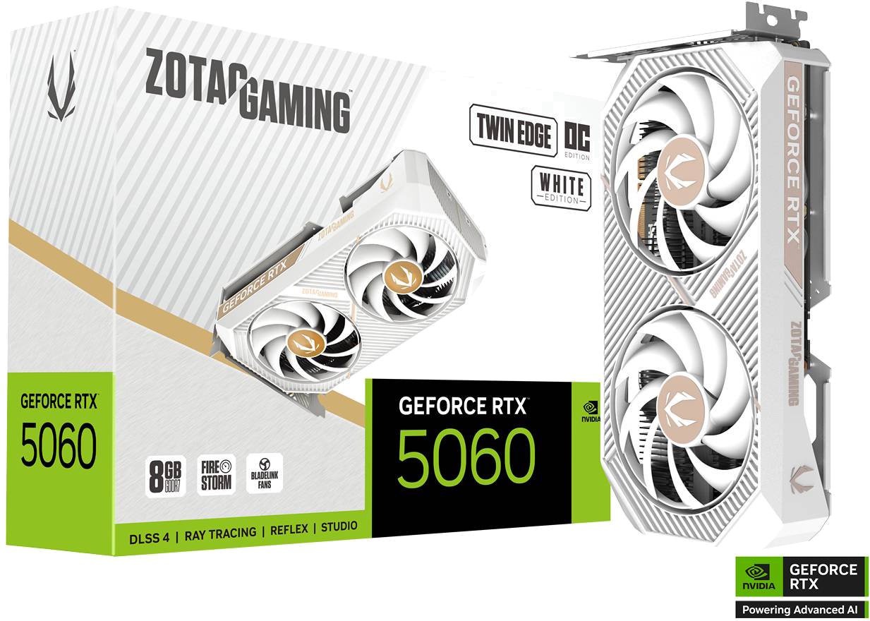 Видеокарта ZOTAC (ZT-B50600Q-10M) GeForce RTX 5060 8GB Twin Edge OC WHITE ED